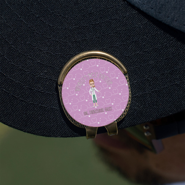 Doctor Avatar Golf Ball Marker Hat Clip - Gold - On Hat