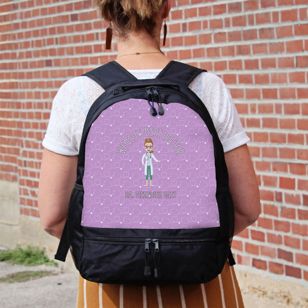 Doctor Avatar Large Backpack - Black - On Back