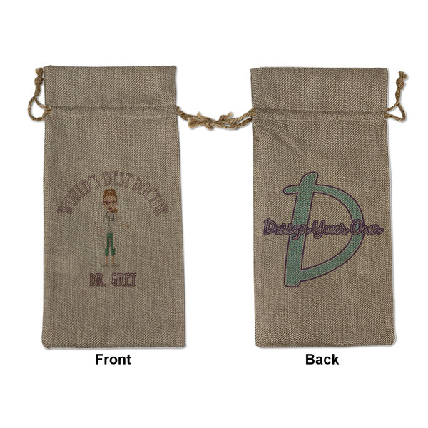 Custom Doctor Avatar Large Burlap Gift Bag - Front & Back (Personalized)