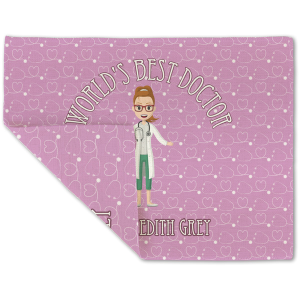 Custom Doctor Avatar Double-Sided Linen Placemat - Single w/ Name or Text