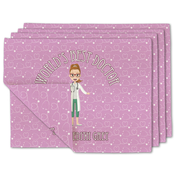 Custom Doctor Avatar Double-Sided Linen Placemat - Set of 4 w/ Name or Text
