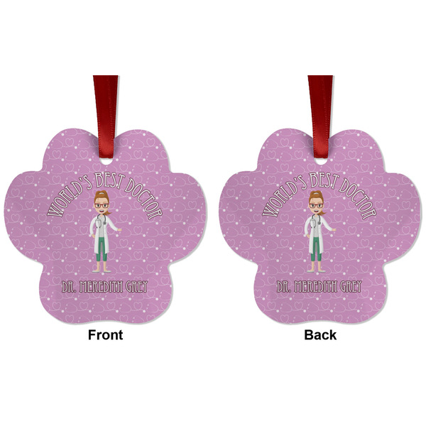 Doctor Avatar Metal Paw Ornament - Front and Back