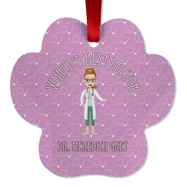 Custom Doctor Avatar Metal Paw Ornament - Double Sided w/ Name or Text