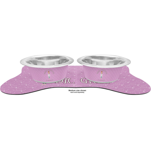 Doctor Avatar Metal Pet Bowls - On Dog Bone Shaped Mat