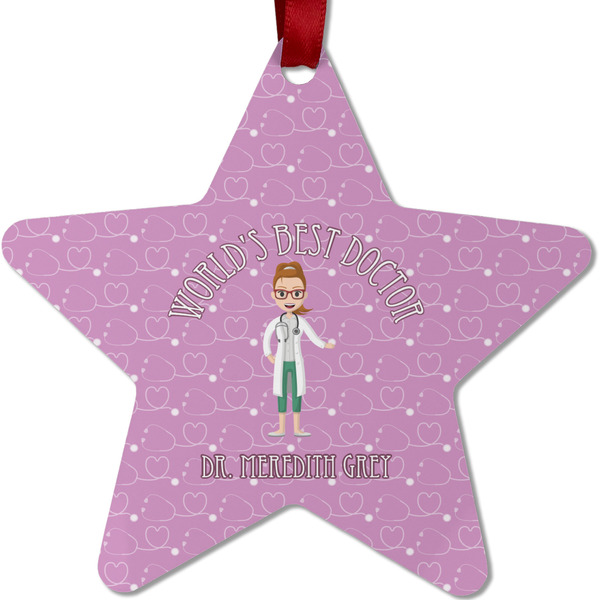 Custom Doctor Avatar Metal Star Ornament - Double Sided w/ Name or Text