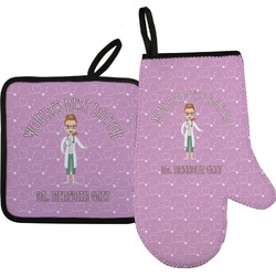 Doctor Avatar Oven Mitt & Pot Holder Set w/ Name or Text