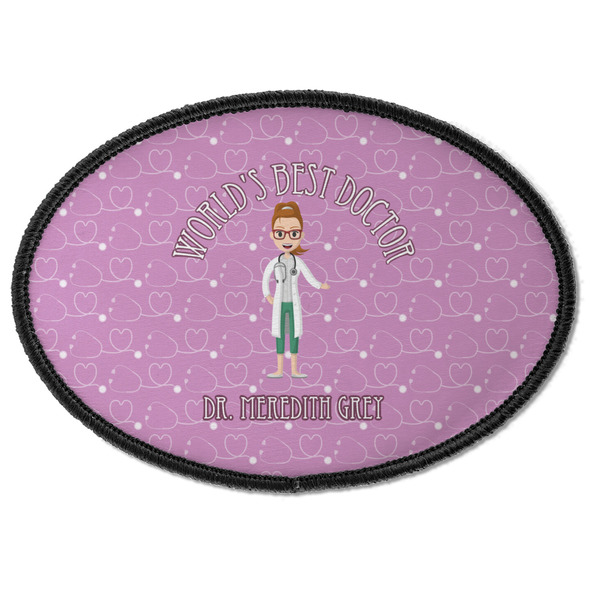 Custom Doctor Avatar Iron On Oval Patch w/ Name or Text