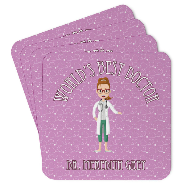 Custom Doctor Avatar Paper Coasters w/ Name or Text