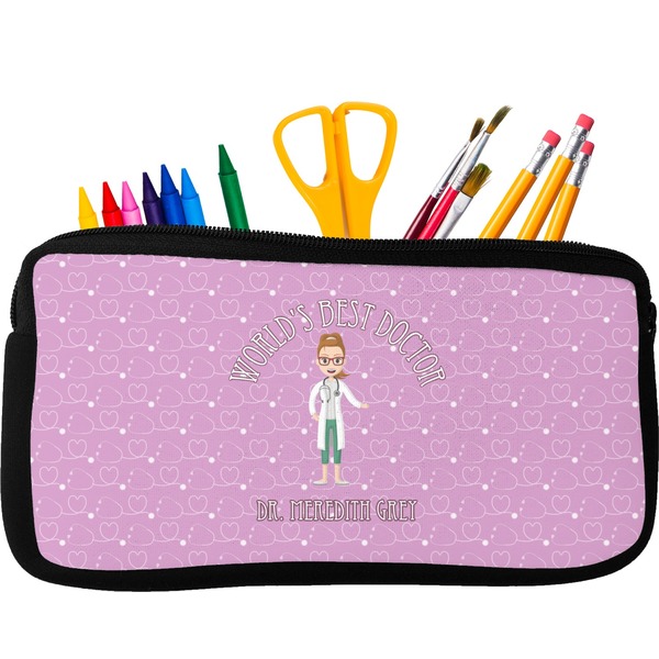 Custom Doctor Avatar Neoprene Pencil Case - Small w/ Name or Text
