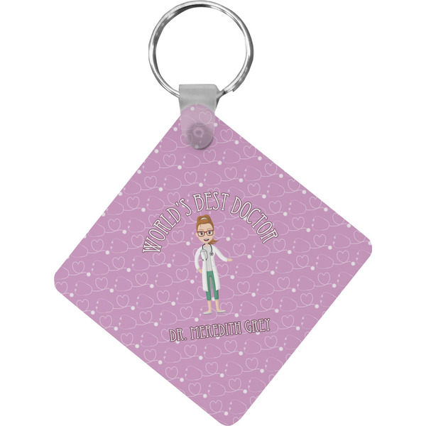 Custom Doctor Avatar Diamond Plastic Keychain w/ Name or Text