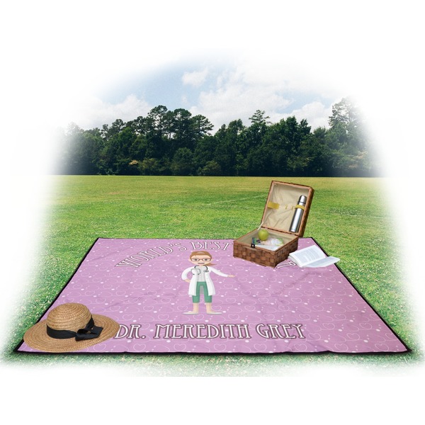 Doctor Avatar Picnic Blanket - with Basket Hat and Book - in Use