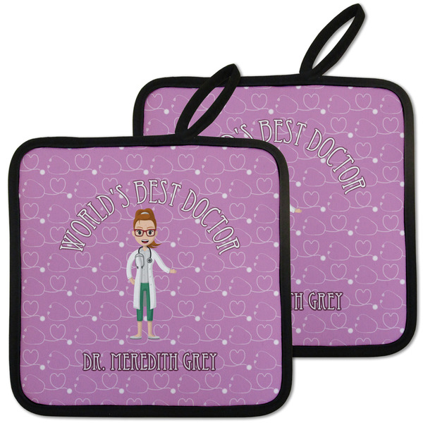 Custom Doctor Avatar Pot Holders - Set of 2 w/ Name or Text