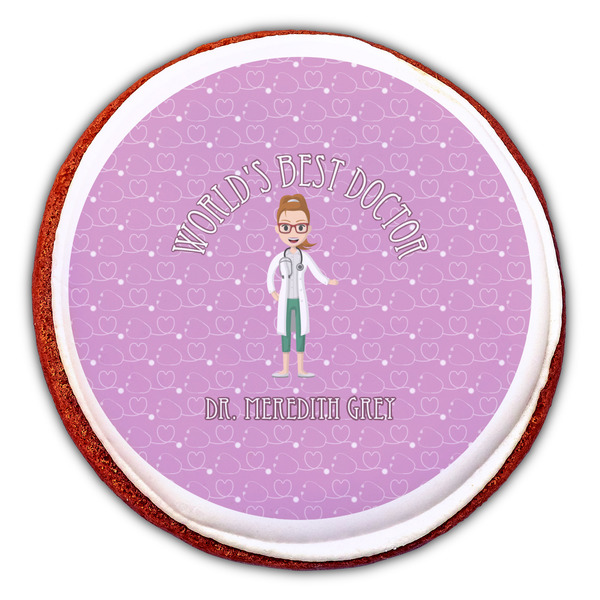 Doctor Avatar Printed Icing Circle - Large - On Cookie