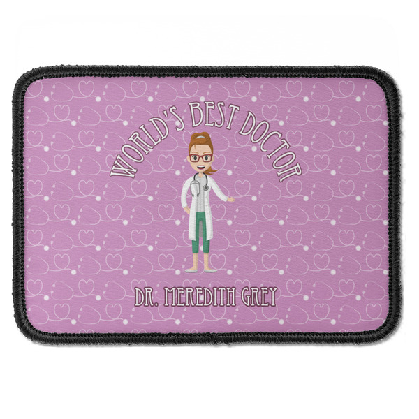 Custom Doctor Avatar Iron On Rectangle Patch w/ Name or Text