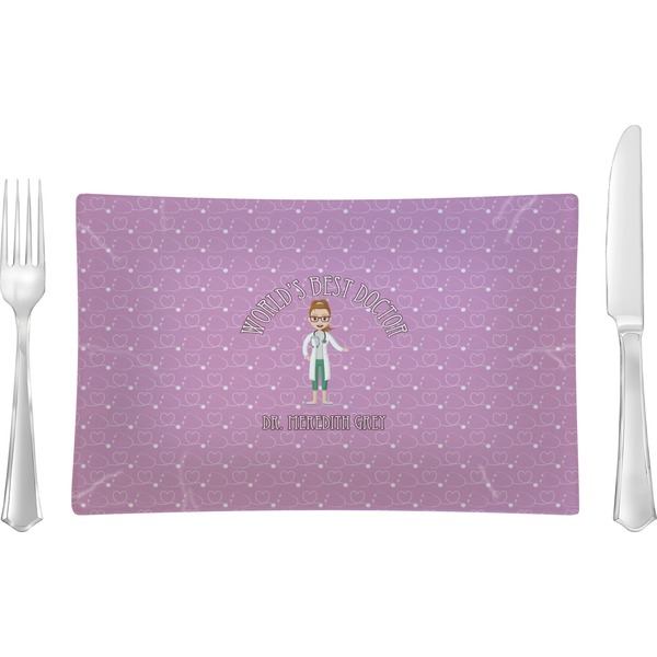 Custom Doctor Avatar Rectangular Glass Lunch / Dinner Plate - Single or Set (Personalized)