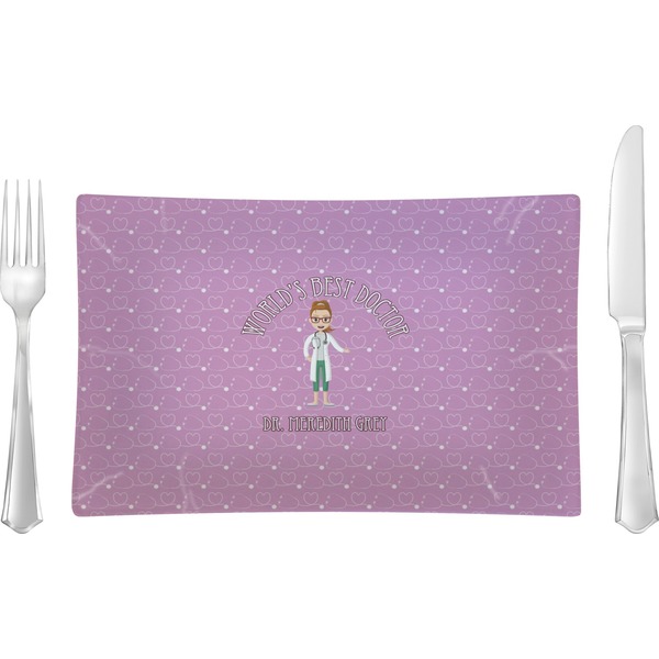 Custom Doctor Avatar Glass Rectangular Lunch / Dinner Plate (Personalized)