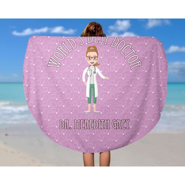 Doctor Avatar Round Beach Towel - In Use