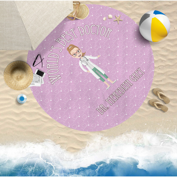 Doctor Avatar Round Beach Towel Lifestyle