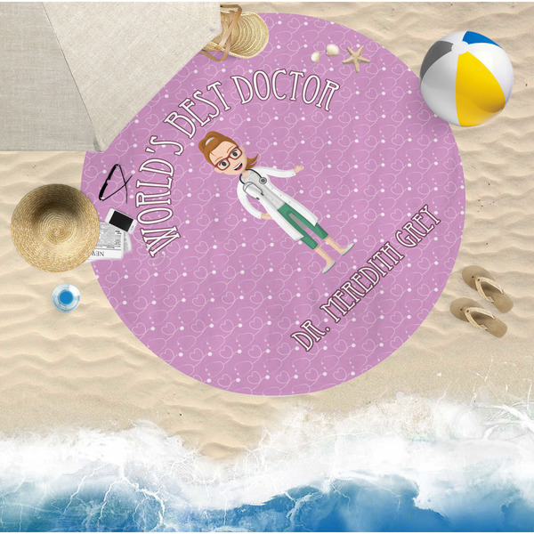 Doctor Avatar Round Beach Towel Lifestyle