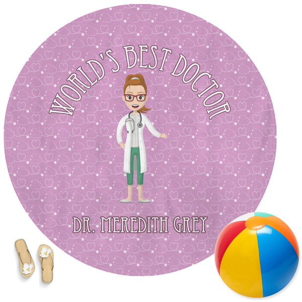 Custom Doctor Avatar Round Beach Towel (Personalized)