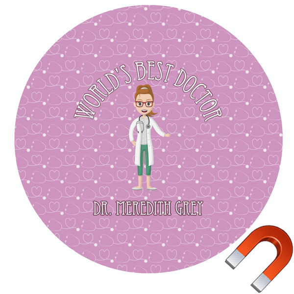 Custom Doctor Avatar Round Car Magnet - 6" (Personalized)