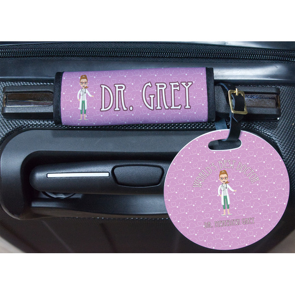 Doctor Avatar Round Luggage Tag & Handle Wrap - In Context