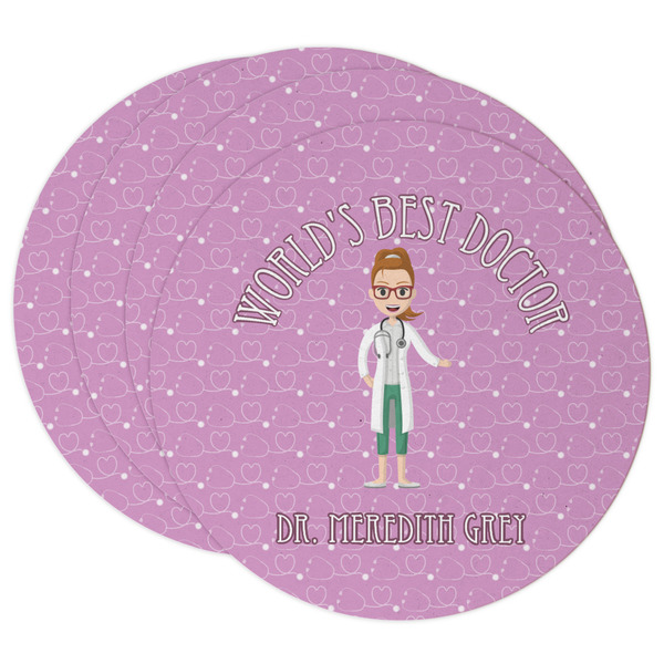 Custom Doctor Avatar Round Paper Coasters w/ Name or Text