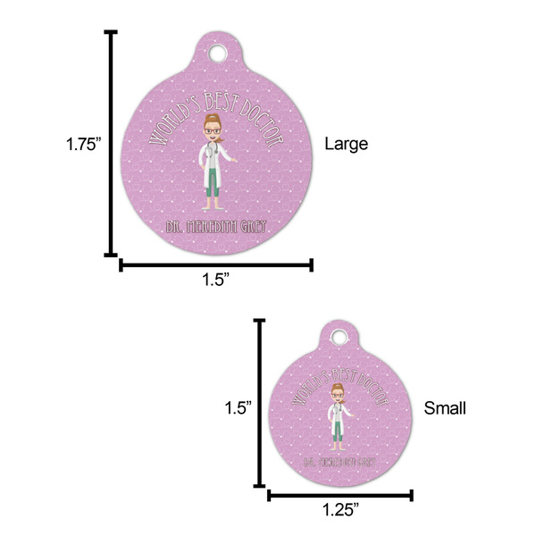 Doctor Avatar Round Pet ID Tag - Large - Comparison Scale