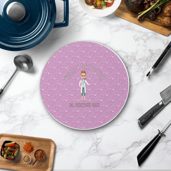 Doctor Avatar Round Stone Trivet - In Context View