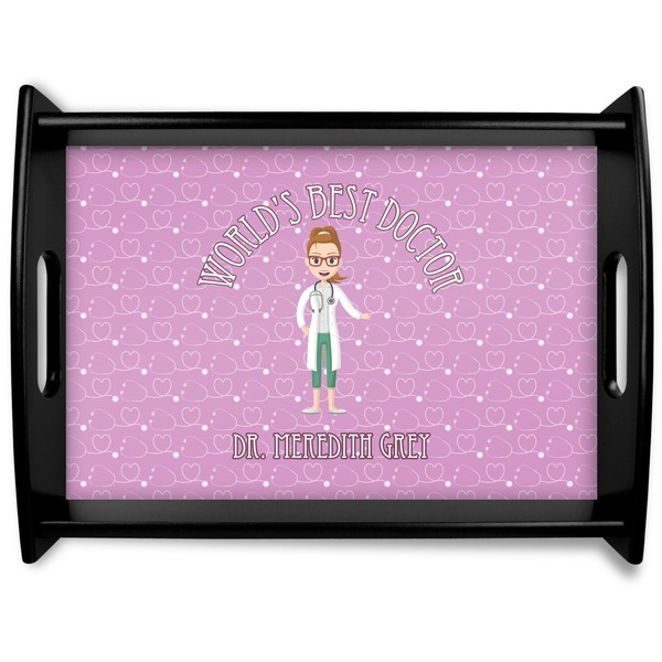 Custom Doctor Avatar Black Wooden Tray - Large (Personalized)