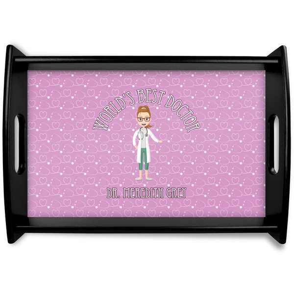 Custom Doctor Avatar Black Wooden Tray - Small (Personalized)
