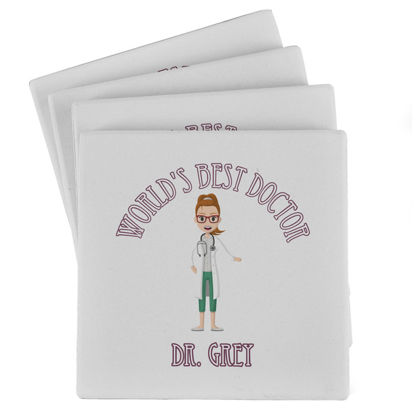 Custom Doctor Avatar Absorbent Stone Coasters - Set of 4 (Personalized)