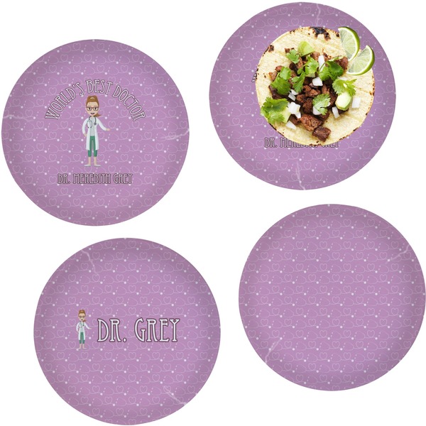 Custom Doctor Avatar Set of 4 Glass Lunch / Dinner Plate 10" (Personalized)