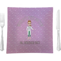 Doctor Avatar 9.5" Glass Square Lunch / Dinner Plate- Single or Set of 4 (Personalized)
