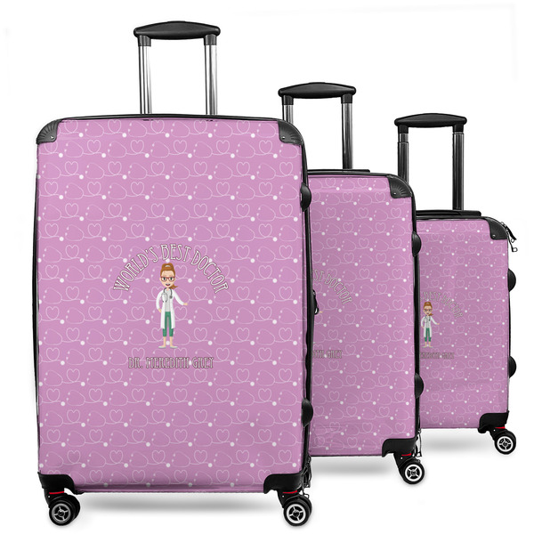 Custom Doctor Avatar 3 Piece Luggage Set - 20" Carry On, 24" Medium Checked, 28" Large Checked (Personalized)