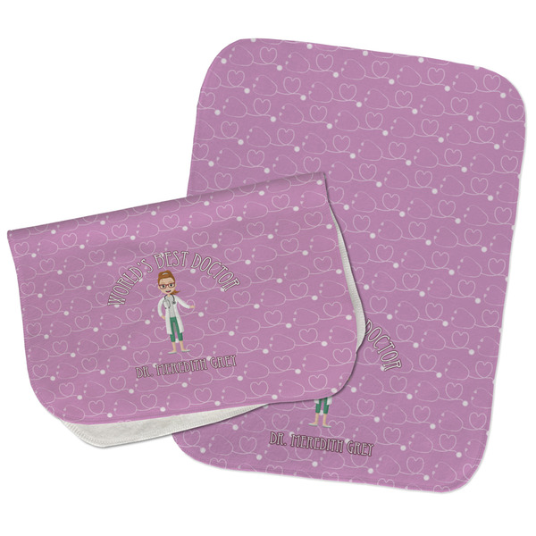 Doctor Avatar Two Rectangle Burp Cloths - Open & Folded