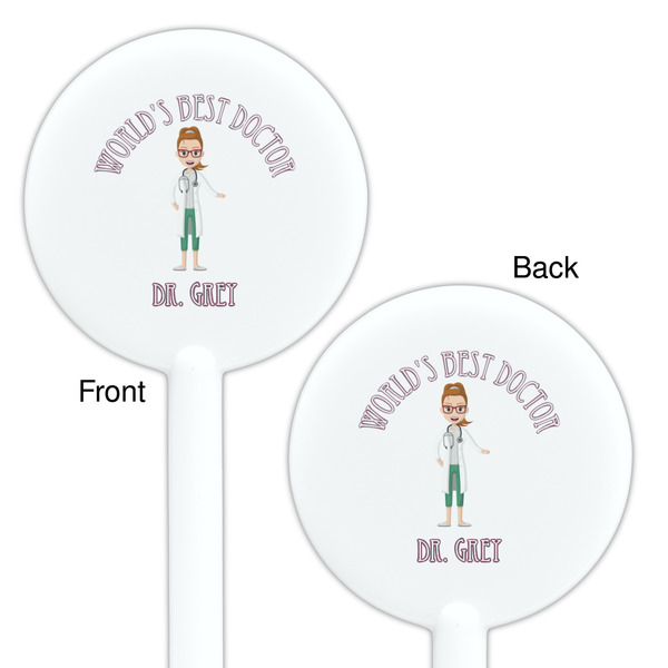 Doctor Avatar White Plastic 5.5" Stir Stick - Double Sided - Round - Front & Back