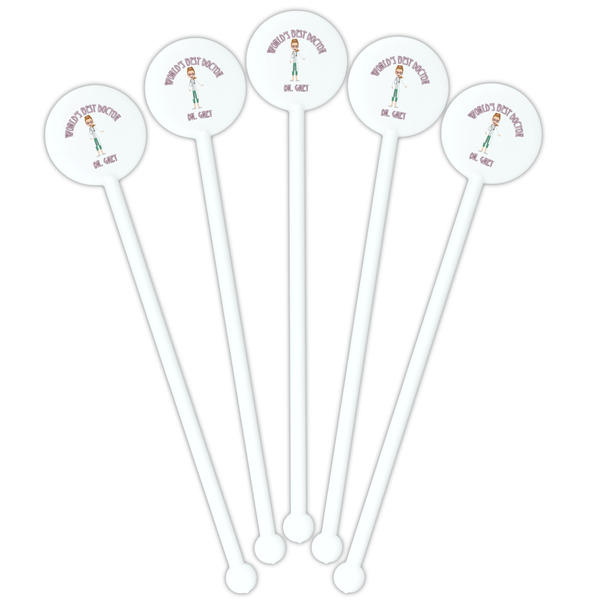 Doctor Avatar White Plastic 5.5" Stir Stick - Fan View