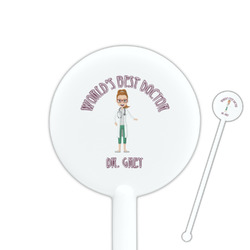 Doctor Avatar 5.5" Round Plastic Stir Sticks - White - Double Sided (Personalized)