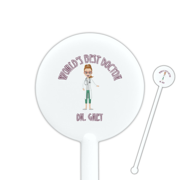 Custom Doctor Avatar 5.5" Round Plastic Stir Sticks - White - Double Sided (Personalized)