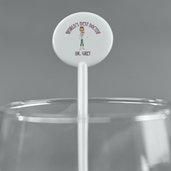 Doctor Avatar White Plastic 5.5" Stir Stick - Round - Main