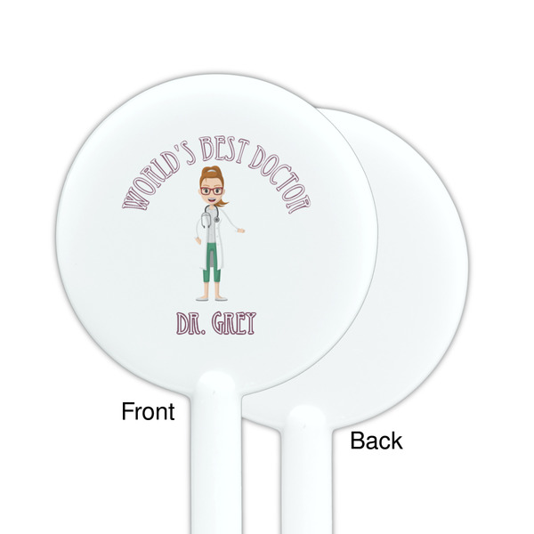 Doctor Avatar White Plastic 5.5" Stir Stick - Single Sided - Round - Front & Back