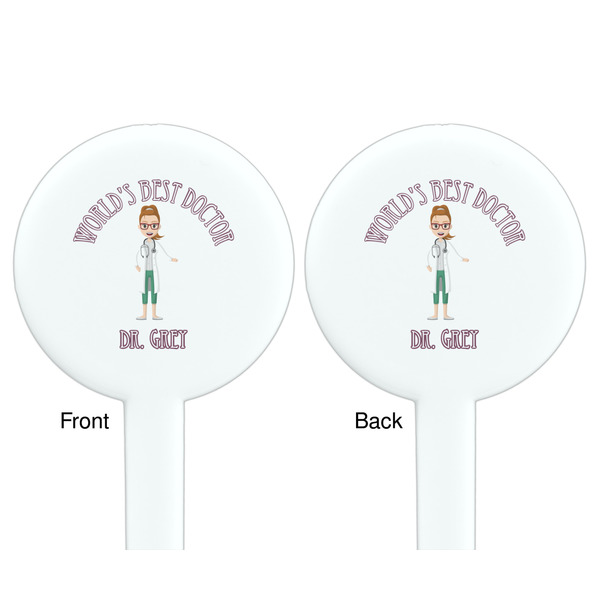Doctor Avatar White Plastic 7" Stir Stick - Double Sided - Round - Front & Back