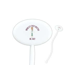 Doctor Avatar 7" Oval Plastic Stir Sticks - White - Single Sided (Personalized)