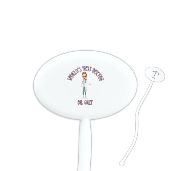 Custom Doctor Avatar 7" Oval Plastic Stir Sticks - White - Single Sided (Personalized)