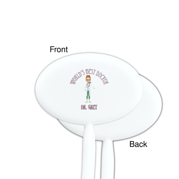 Doctor Avatar White Plastic 7" Stir Stick - Single Sided - Oval - Front & Back
