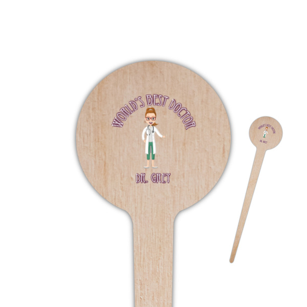 Custom Doctor Avatar 4" Round Wooden Food Picks - Single Sided (Personalized)