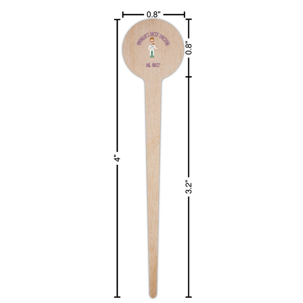 Doctor Avatar Wooden 4" Food Pick - Round - Dimensions