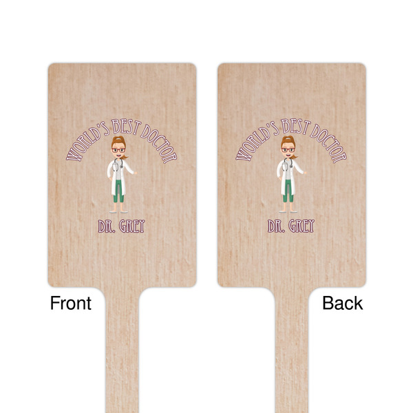 Doctor Avatar Wooden 6.25" Stir Stick - Rectangular - Double Sided - Front & Back