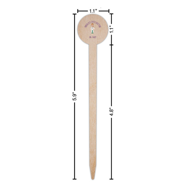 Doctor Avatar Wooden 6" Food Pick - Round - Dimensions